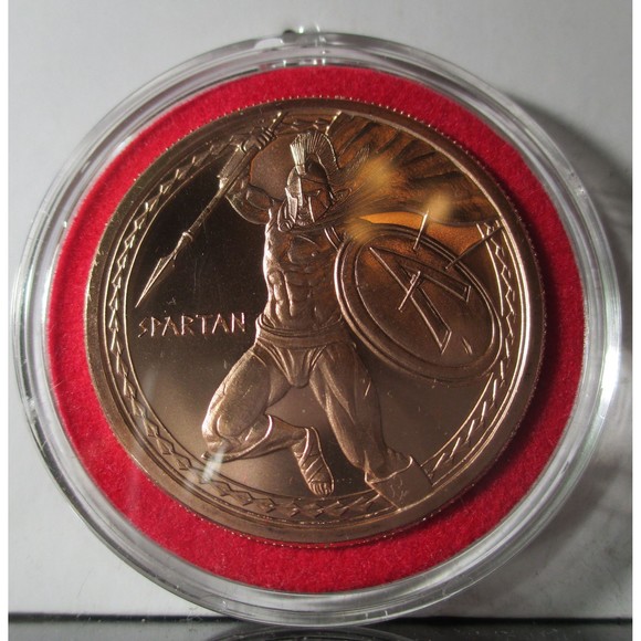 Spartan 1 oz Copper Coin/Pendant (Air Tight Capsule) Ornament, Warrior Series - Picture 2 of 5